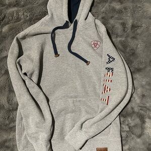 Ariat Heather Gray Sweatshirt with Navy and Red Details